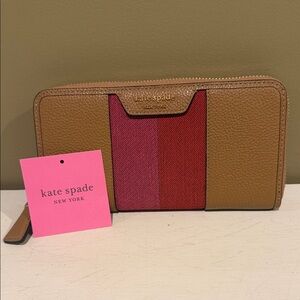 Kate Spade Continental Zip Around Wallet with Racing Stripe